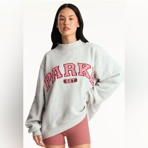 Parke SET X PARKE Varsity Mockneck Sweatshirt in Baked Rhubarb